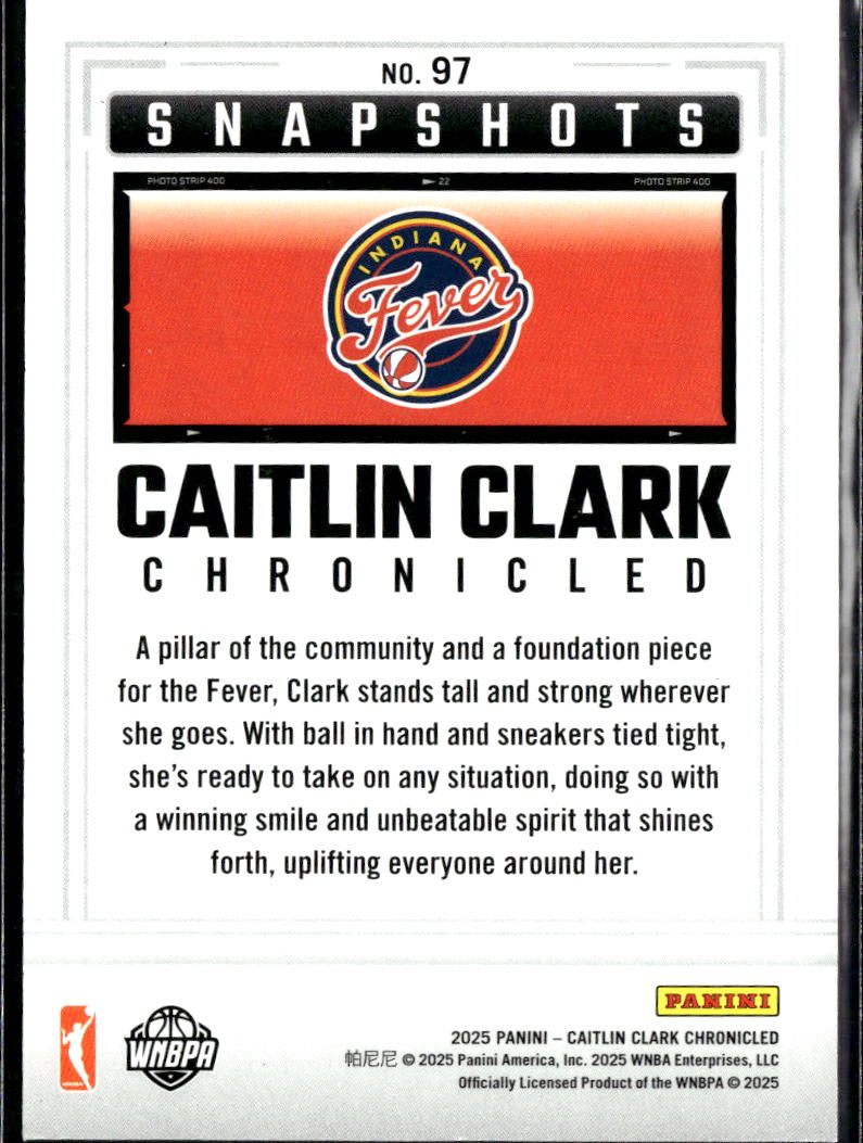 Caitlin Clark 2025 Panini Chronicled HOLO #97 Indiana Fever