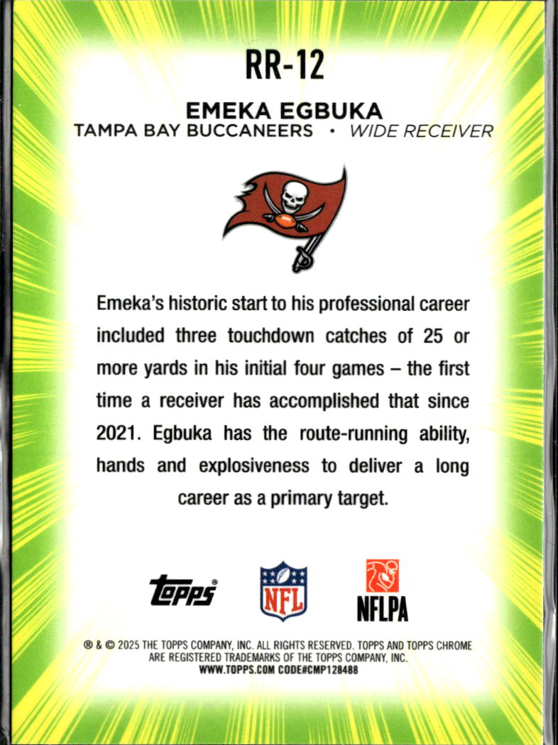 Emeka Egbuka 2025 Topps Chrome Radiating Rookie RC SSP Tampa Bay Buccaneers