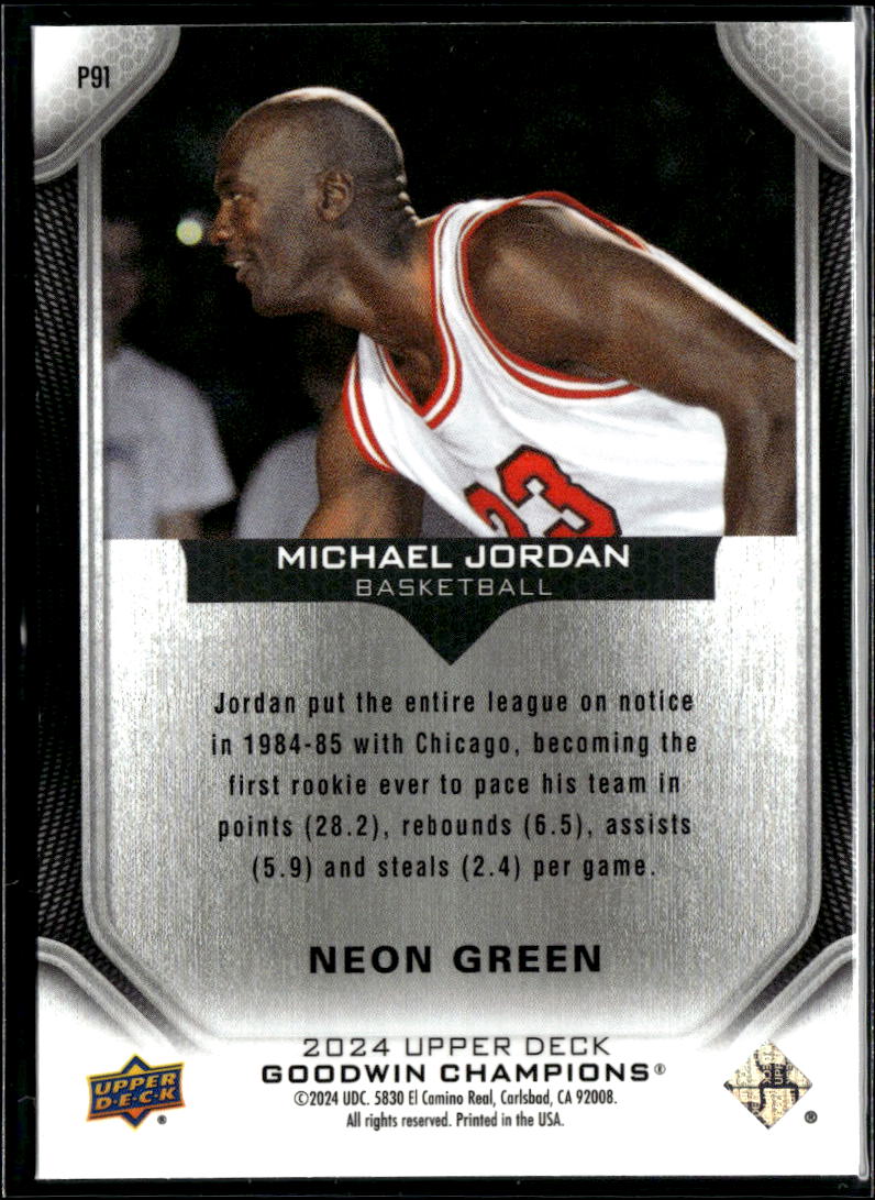 Michael Jordan 2024 Upper Deck Goodwin Champions Neon Green Chicago Bulls
