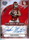 John Mateer 2025 Bowman's Best Auto Autograph RED RC 2/5 Oklahoma Sooners