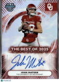 John Mateer 2025 Bowman's Best Auto Autograph RC Oklahoma Sooners