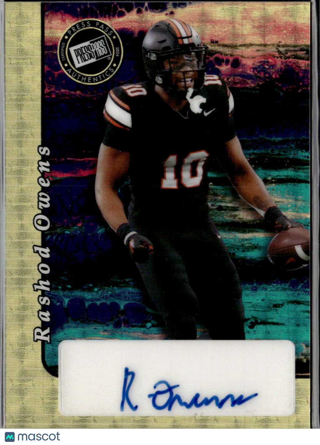 Rashod Owens 2024 Leaf Press Pass Auto Autograph GOLD 1/1 Oklahoma State OSU