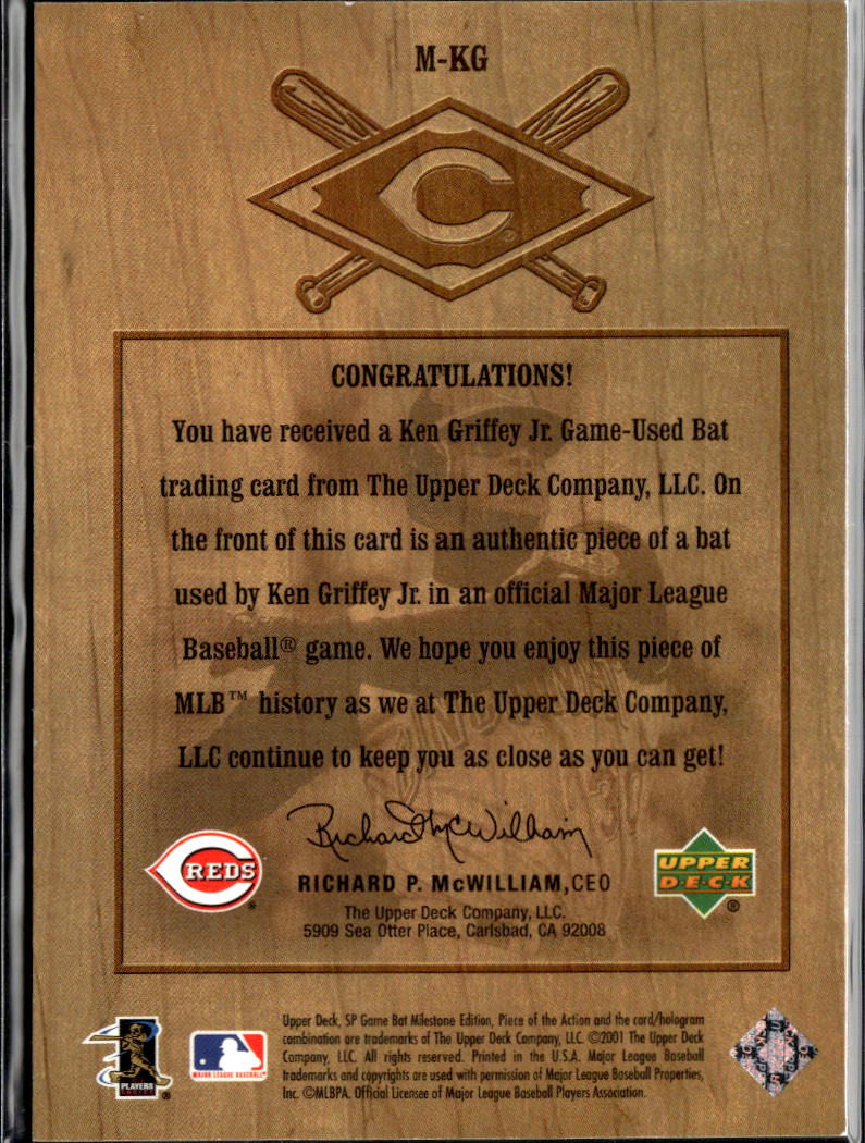 Ken Griffey Jr. 2001 Upper Deck SP Game Used Bat Cincinnati Reds