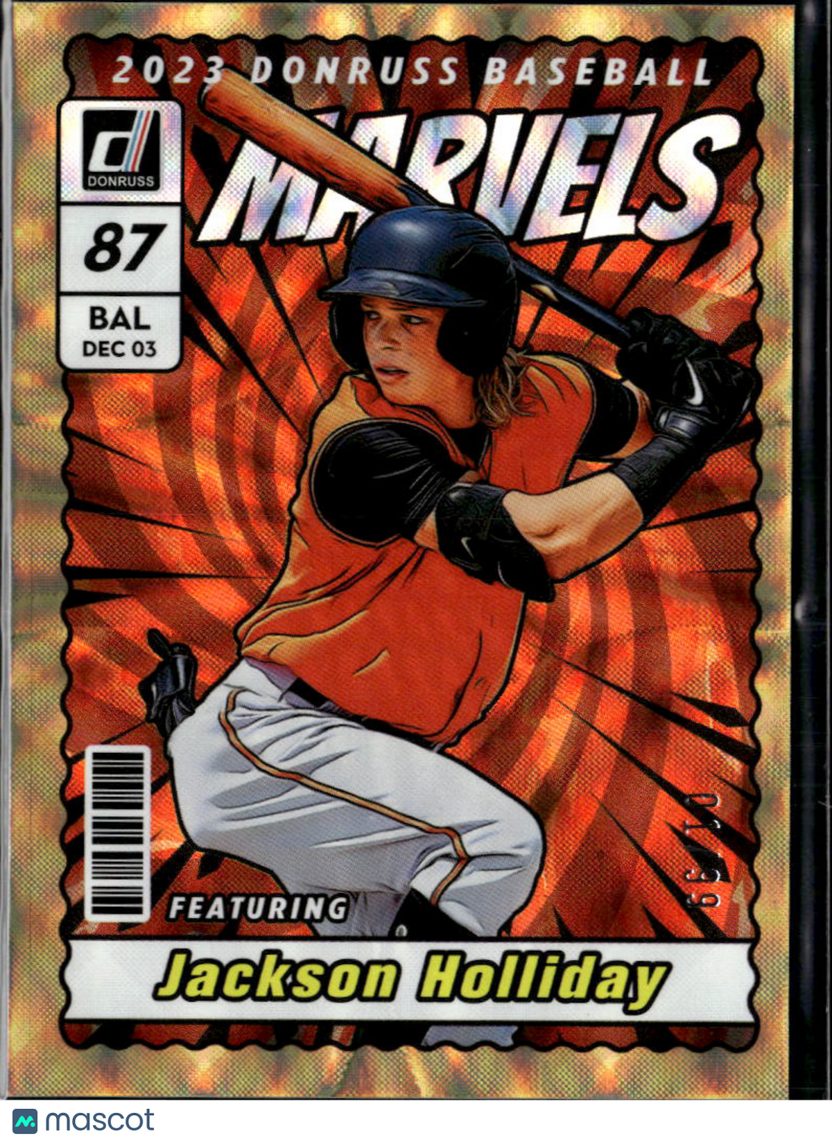 Jackson Holliday 2023 Donruss Marvels Rookie 1/99 Baltimore Orioles
