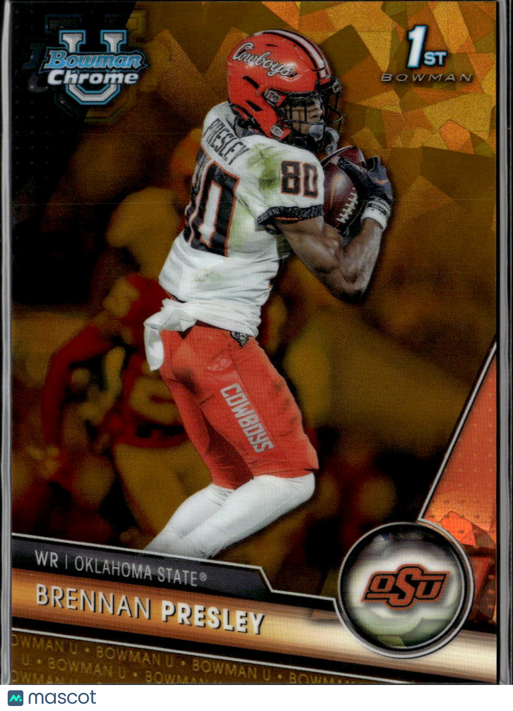 Brennan Presley 2023 Bowman Chrome Sapphire 1st GOLD 21/50 Oklahoma State OSU