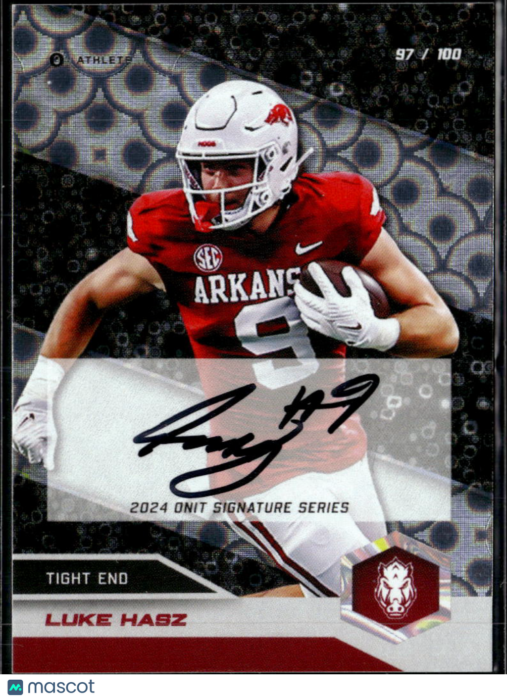 Luke Hasz 2024 ONIT Athlete Auto Autograph 97/100 Arkansas Ole Miss Bixby