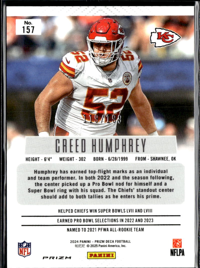 Creed Humphrey 2025 Prizm Deca Red Prizm 119/199 Kansas City Chiefs