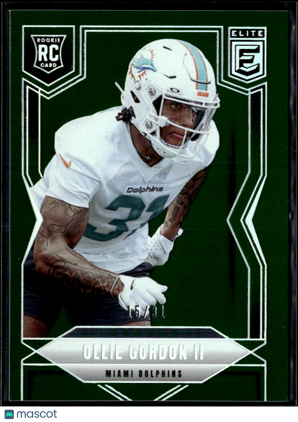Ollie Gordon II 2025 Elite Rookie RC Green 15/31 Miami Dolphins OSU