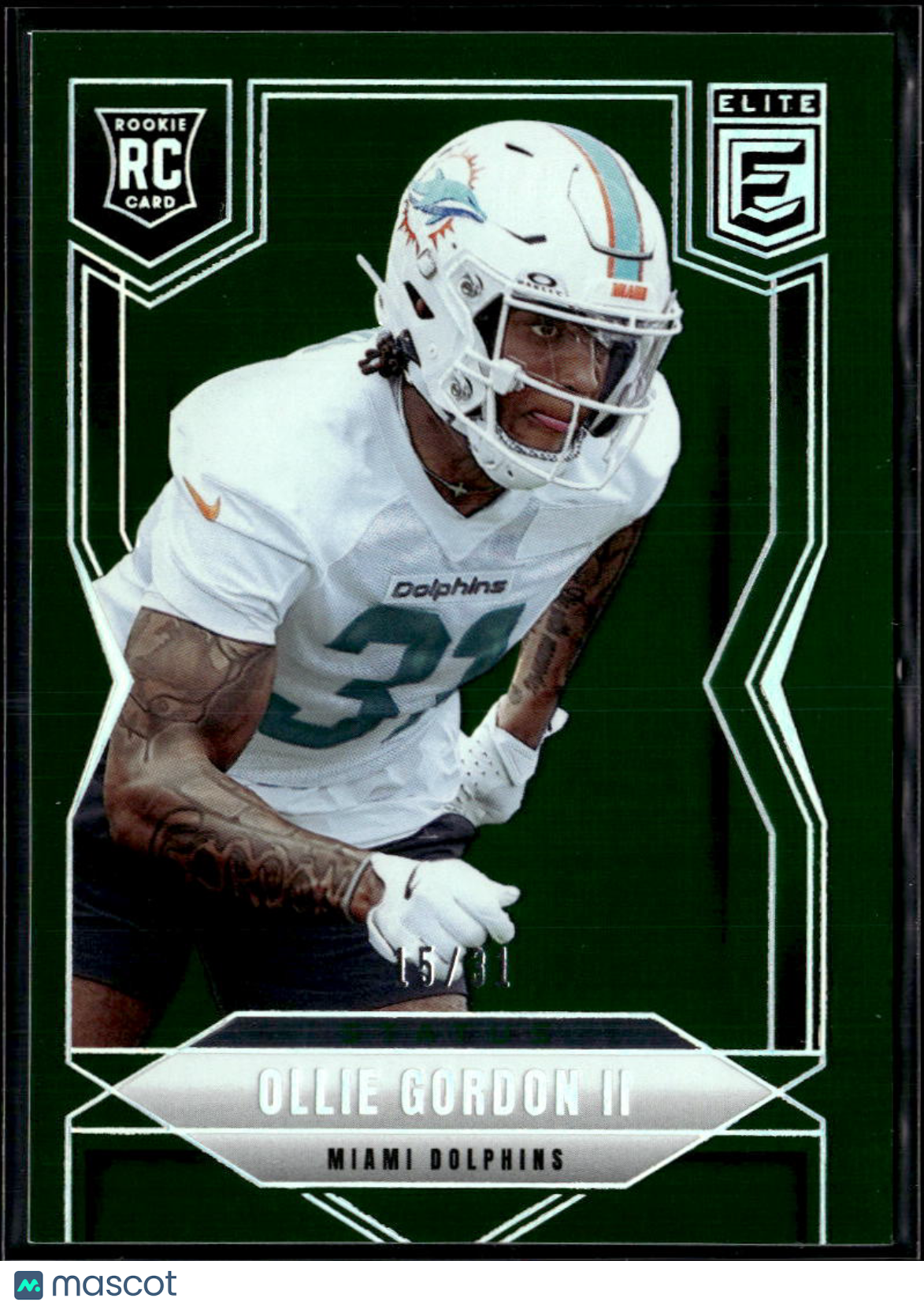 Ollie Gordon II 2025 Elite Rookie RC Green 15/31 Miami Dolphins OSU