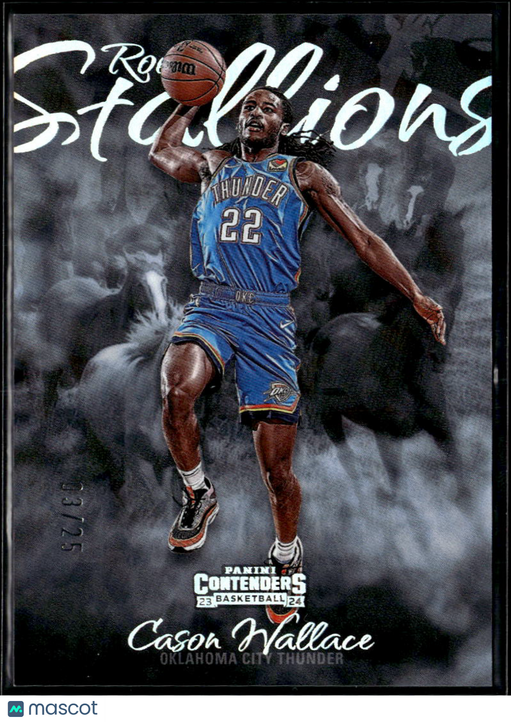 Cason Wallace 2023-24 Contenders Rookie Stallions Cracked Ice 3/25 OKC Thunder