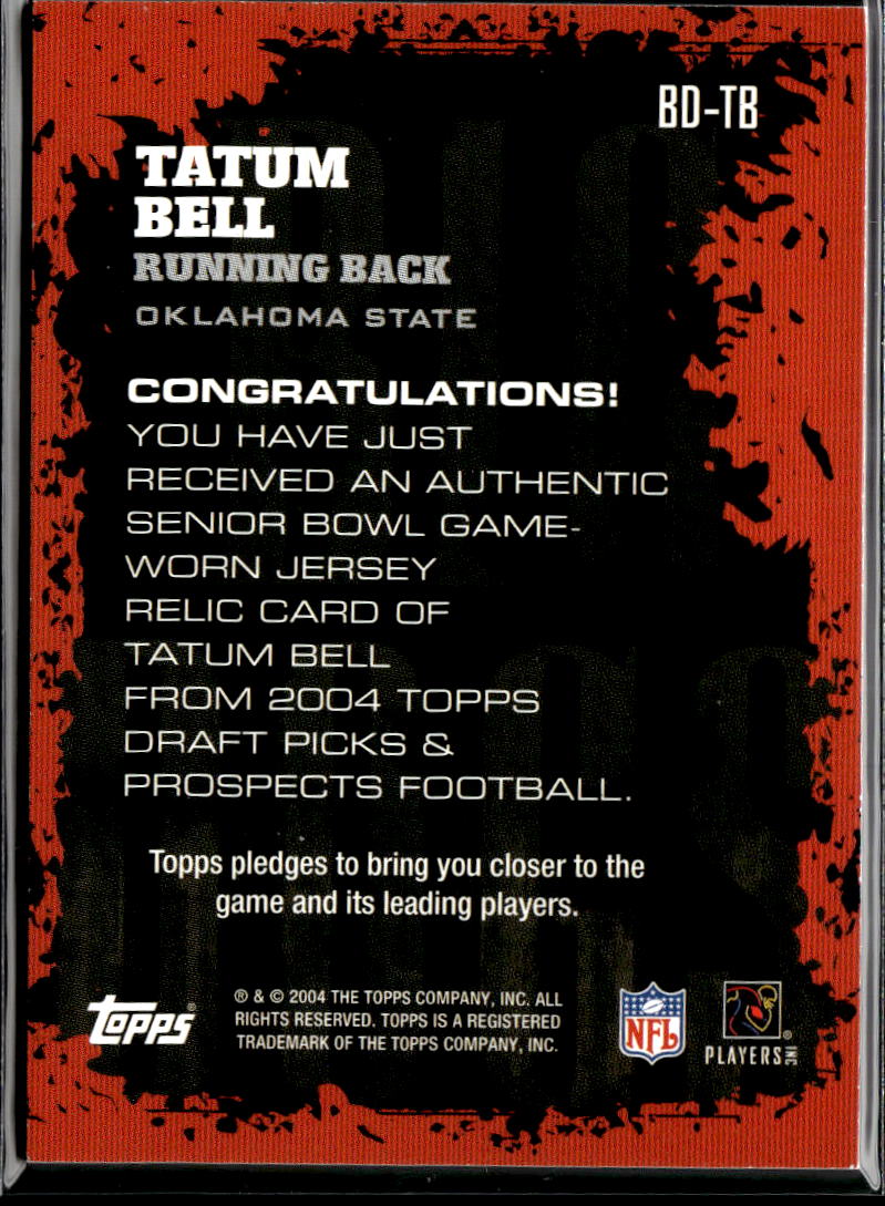 Tatum Bell 2004 Topps Draft Picks Game Worn LOGO Patch Oklahoma State OSU