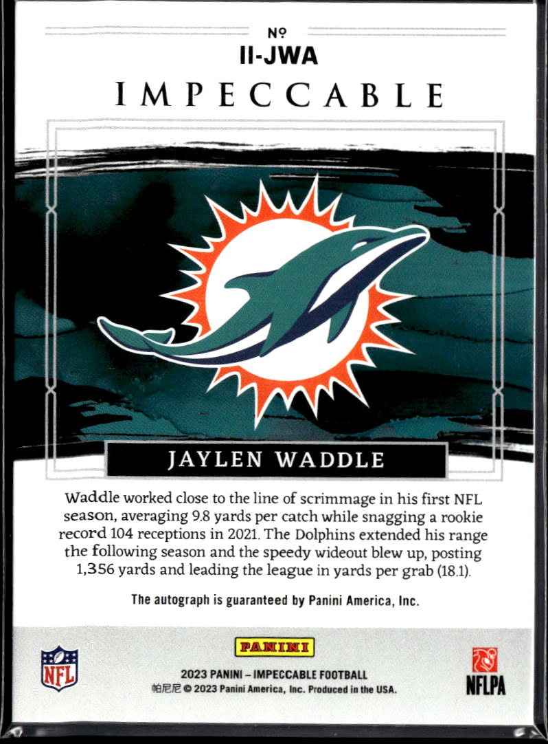 Jaylen Waddle 2023 Impeccable Impressions Auto Autograph 24/49 Miami Dolphins