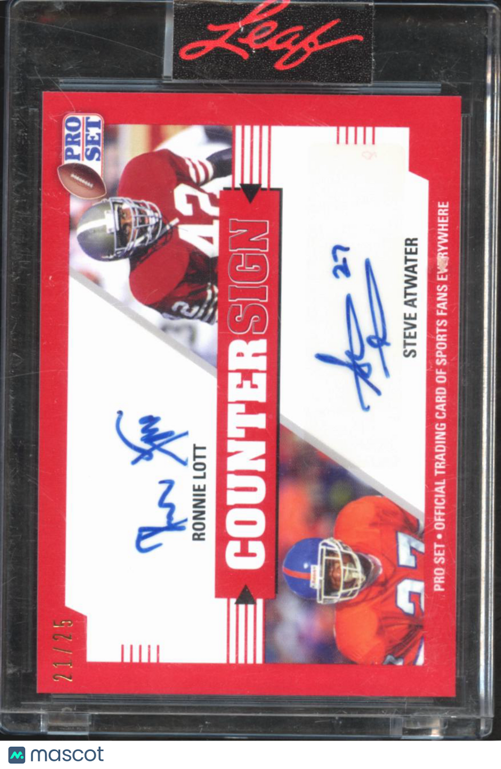 Steve Atwater Ronnie Lott 2021 Leaf Pro Set Auto Autograph Red SF 49ers 21/25