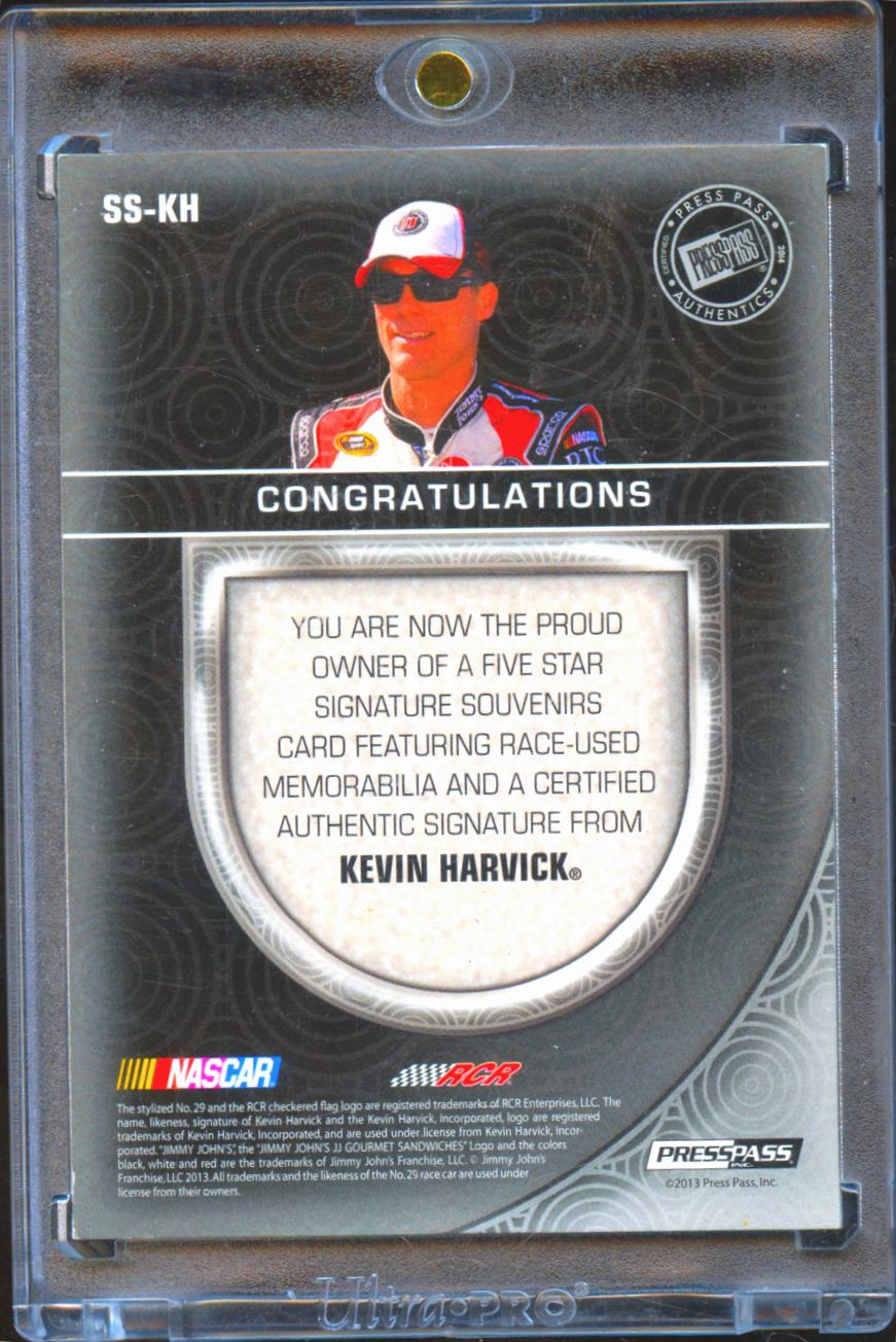 Kevin Harvick 2013 Press Pass Five Star Auto Autograph Sheet Metal 48/50