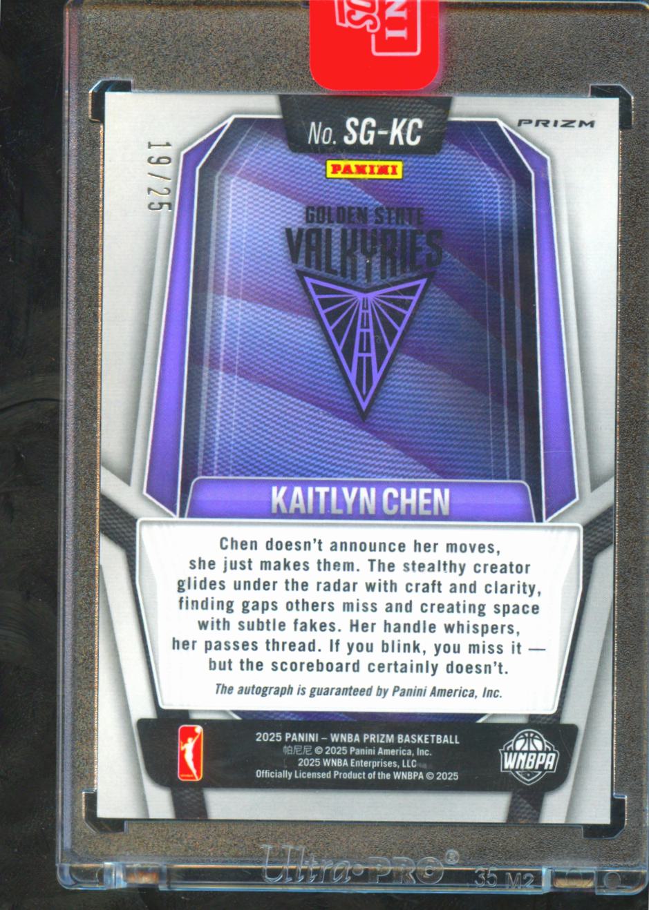 Kaitlyn Chen 2025 Prizm Auto Autograph Green Pulsar RC 19/25 Valkyries