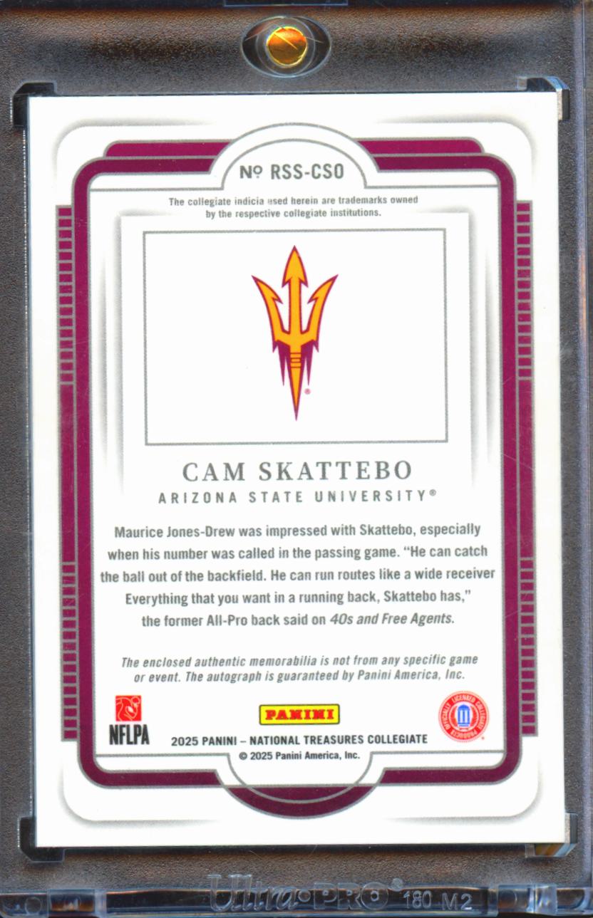 Cam Skattebo 2025 National Treasures Autograph LOGO Patch RC 2/2 Arizona State