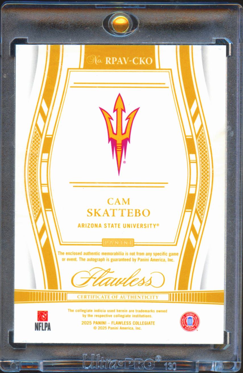 Cam Skattebo 2025 Flawless Auto Autograph Patch RC 8/25 Arizona State Sun Devils