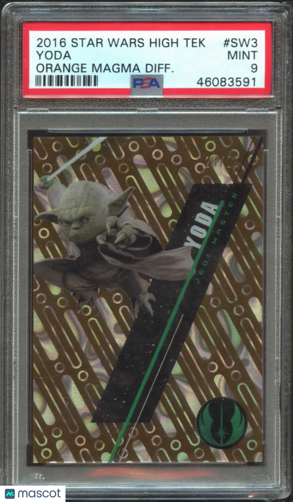 Yoda 2016 Topps Star Wars High Tek Orange Magma 23/25 #SW3 PSA 9