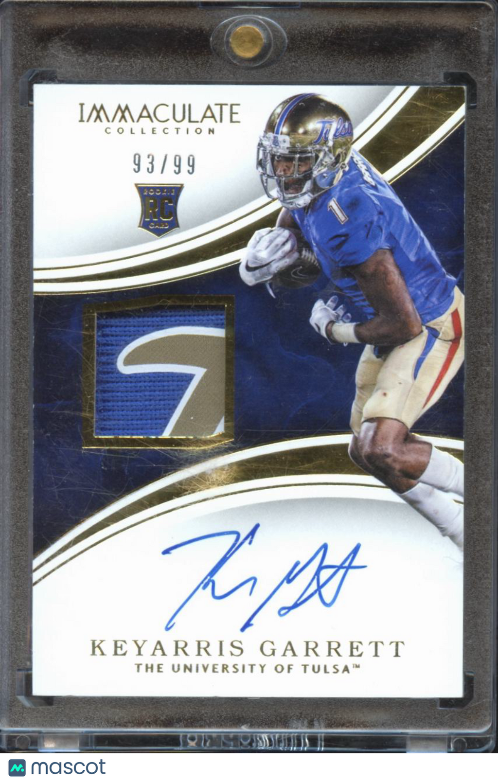 Keyarris Garrett 2016 Immaculate Auto Autograph LOGO Patch RC 93/99 Tulsa
