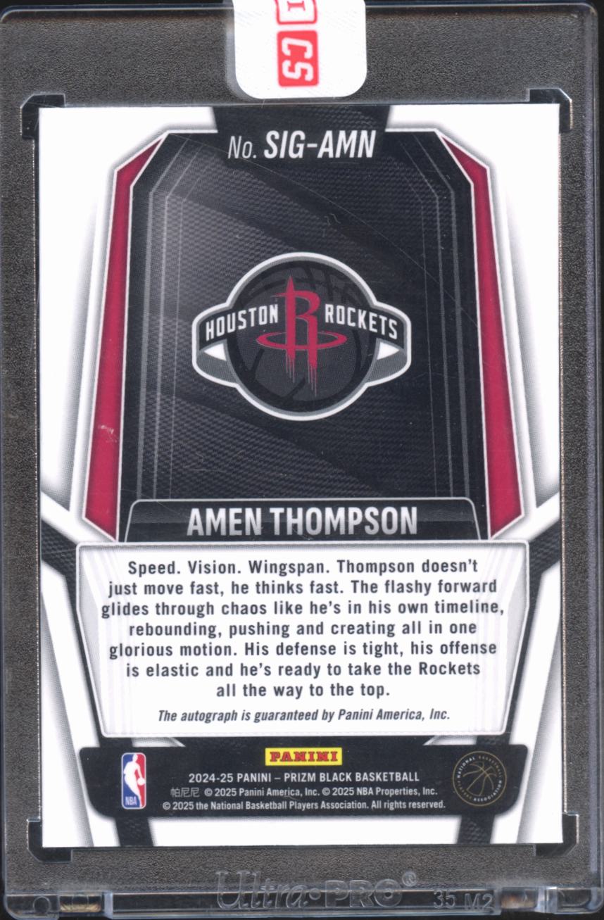 Amen Thompson 2024-24 Prizm Black Auto Autograph Houston Rockets