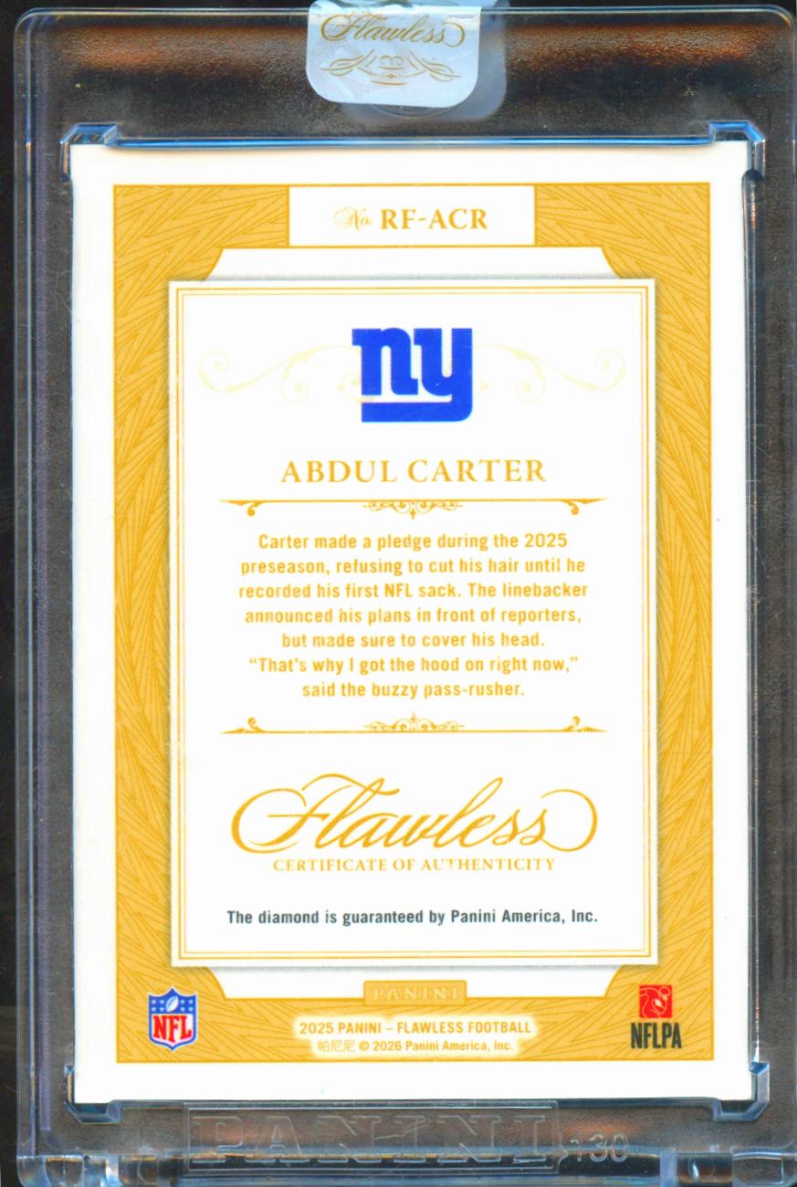 Abdul Carter 2025 Flawless Emerald Gem Rookie RC 3/5 New York Giants