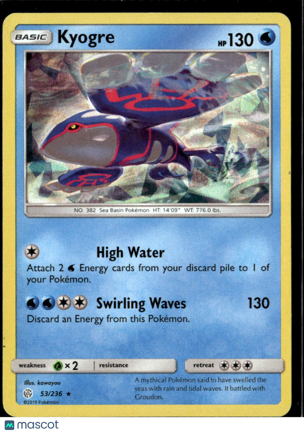 Kyogre 2019 Cosmic Eclipse Holo Rare #53/236