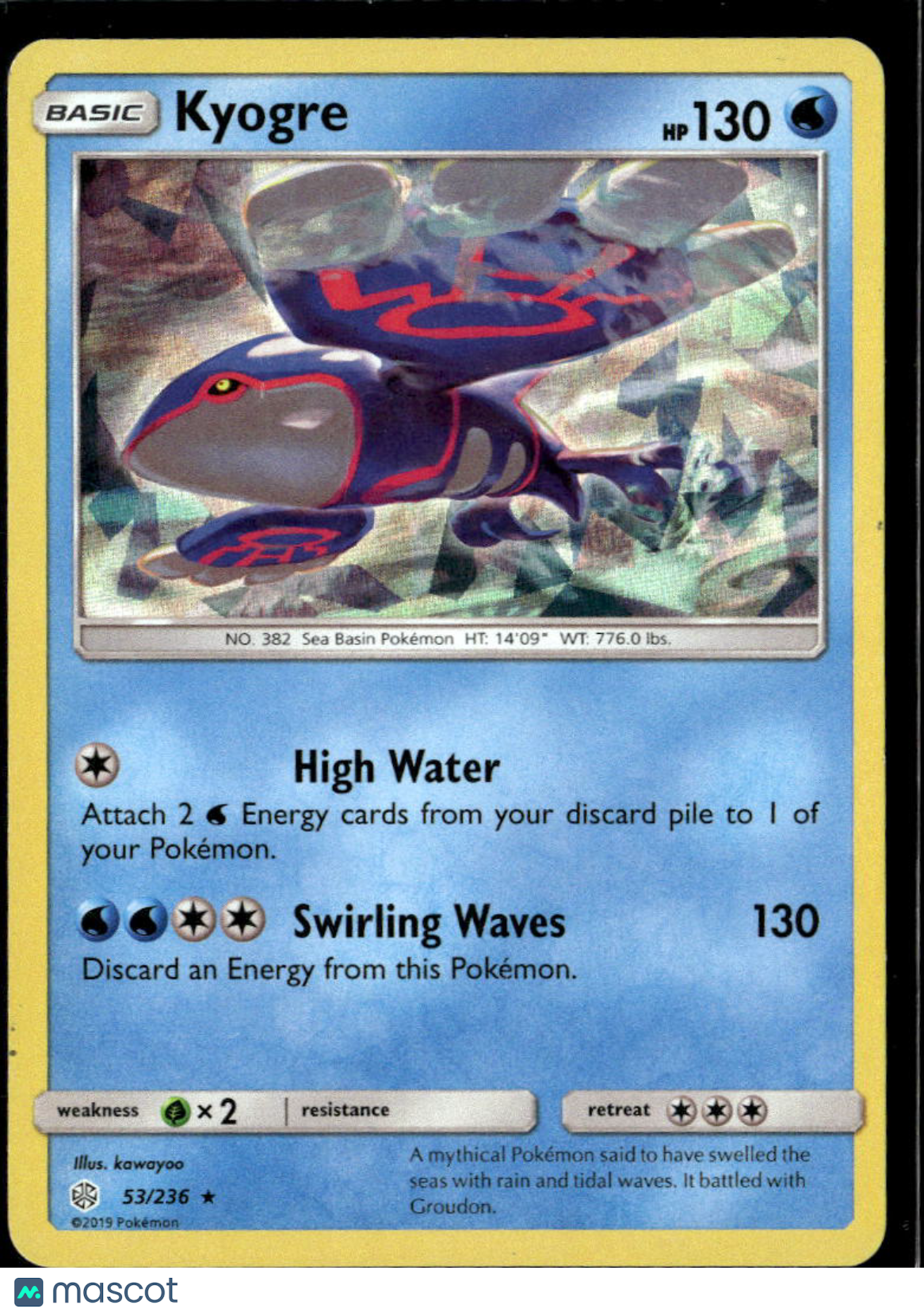 Kyogre 2019 Cosmic Eclipse Holo Rare #53/236