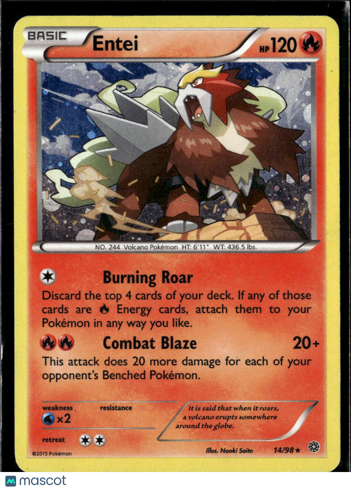 Entei 2015 Ancient Origins Holo Rare #14/98