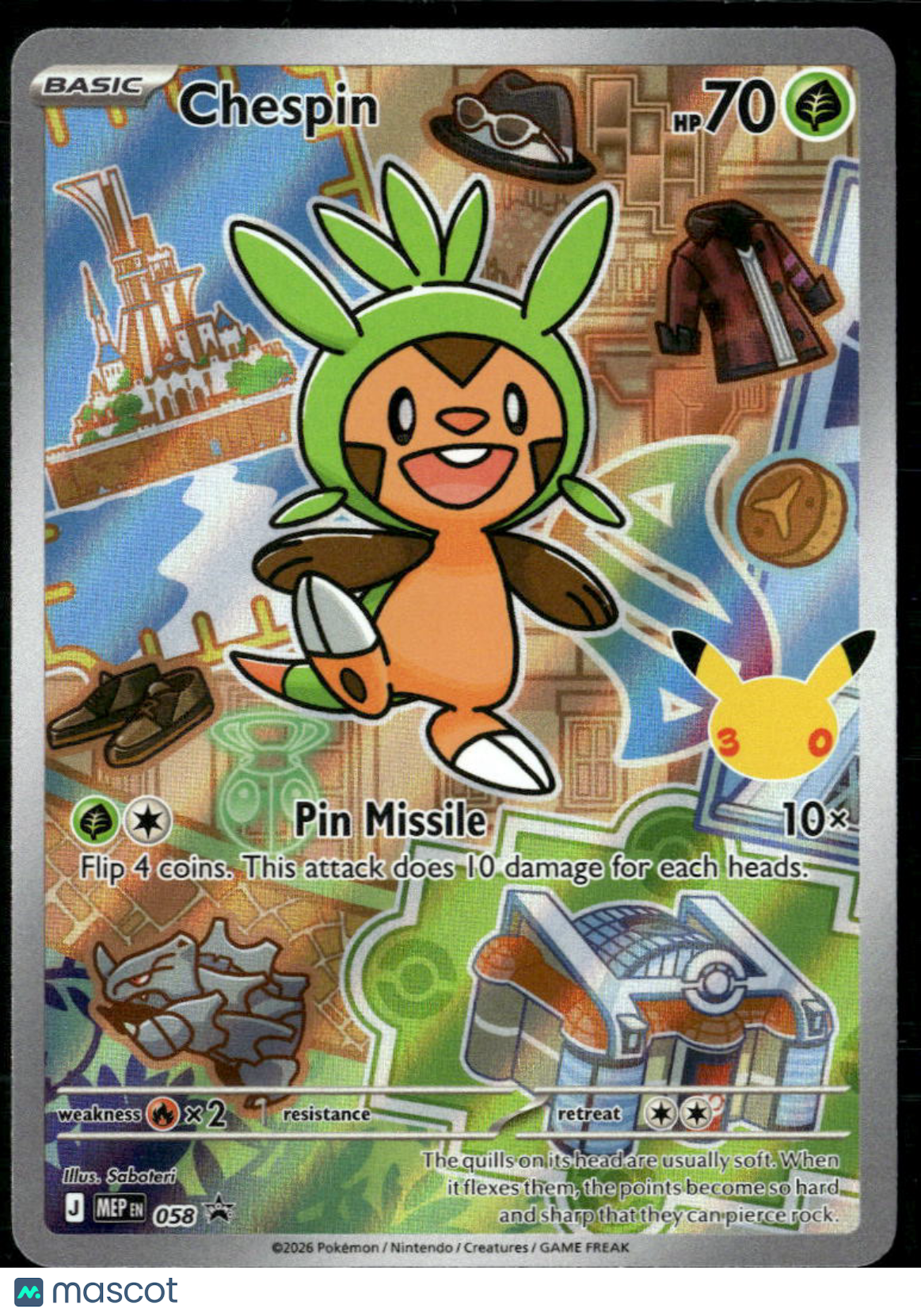 Chespin Mega Evolution Holo Black Star Promo FA #MEP EN 058