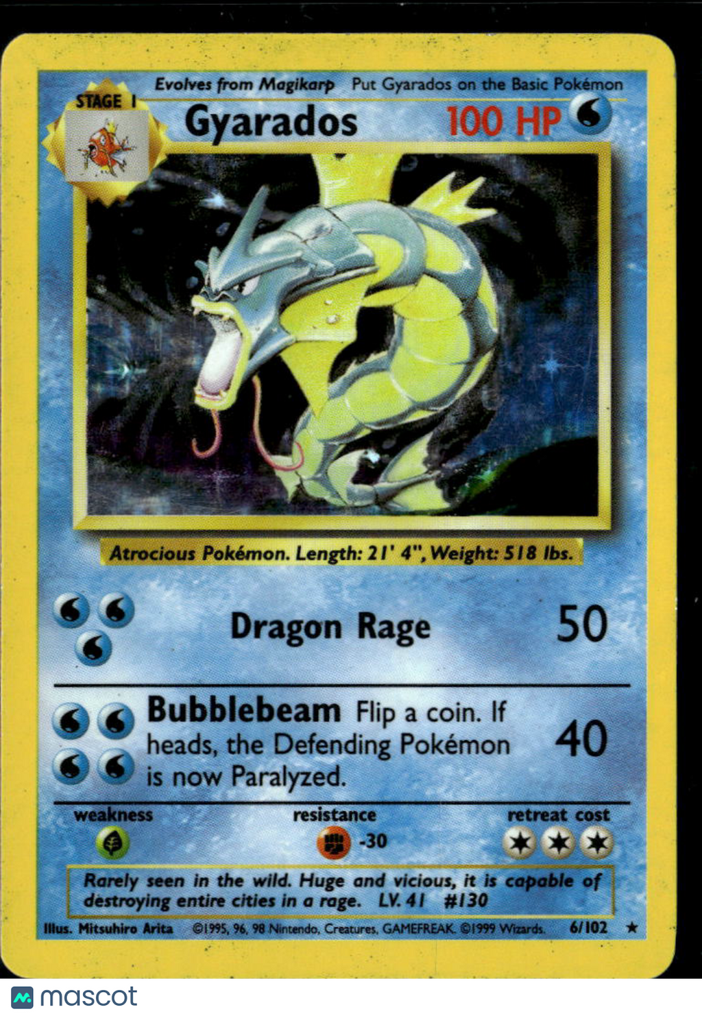 Gyarados 1999 Base Set Holo Rare #6/102