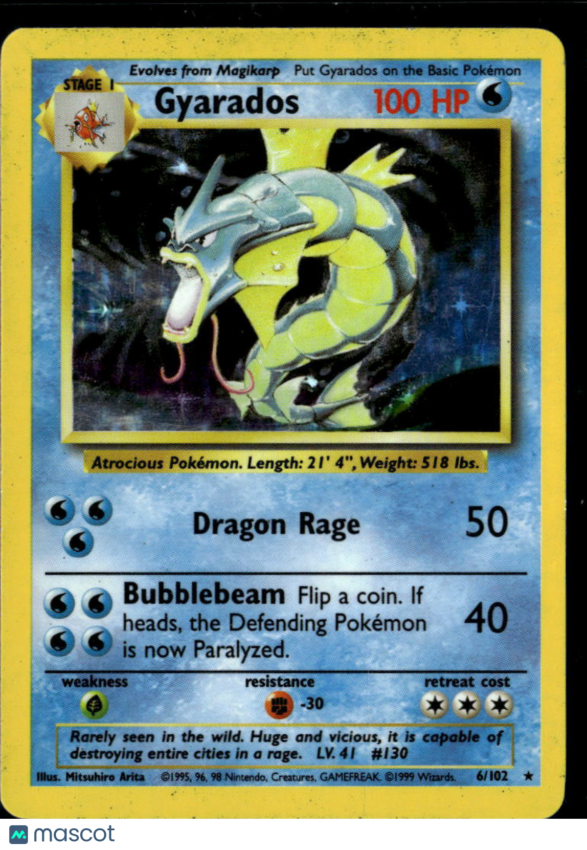 Gyarados 1999 Base Set Holo Rare #6/102