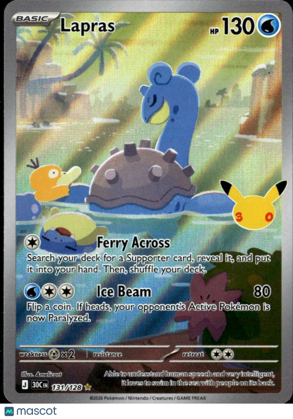 Lapras 2026 30th Celebration Holo Secret Rare #131/128