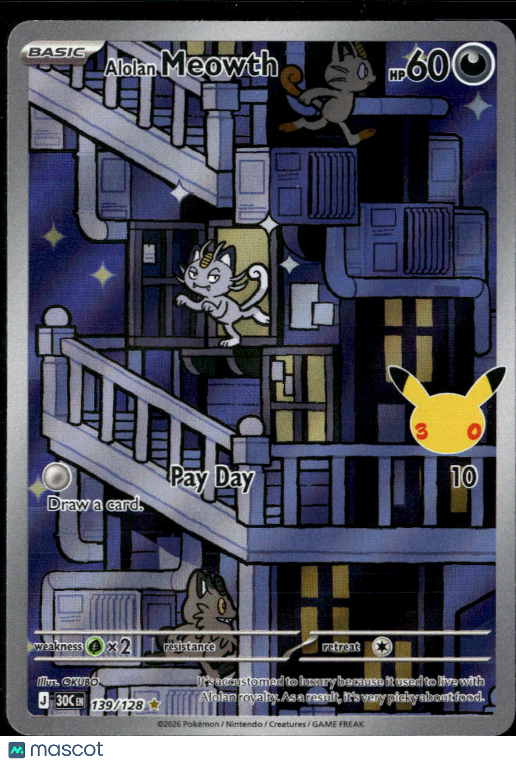 Alolan Meowth 2026 30C Holo Secret Rare #139/128