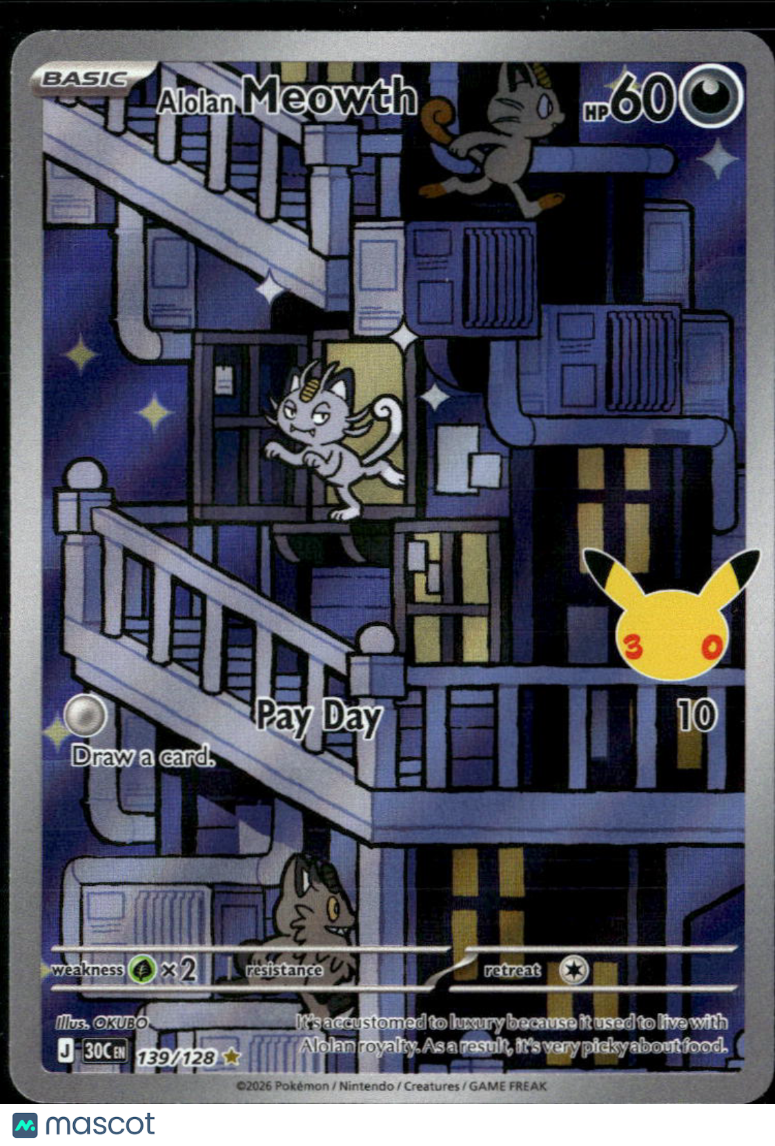 Alolan Meowth 2026 30C Holo Secret Rare #139/128