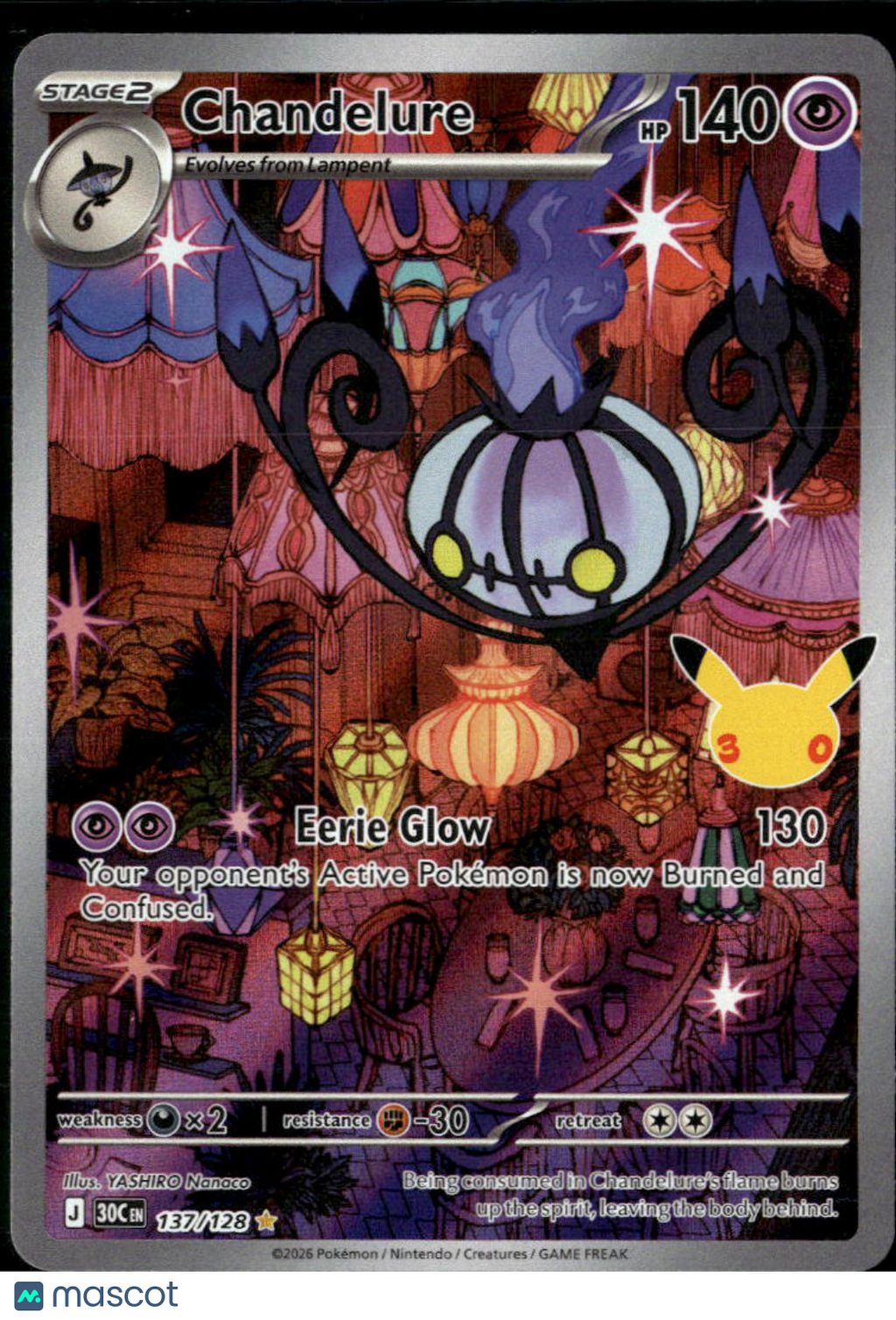 Chandelure 2026 30th Celebration Holo Secret Rare #137/128
