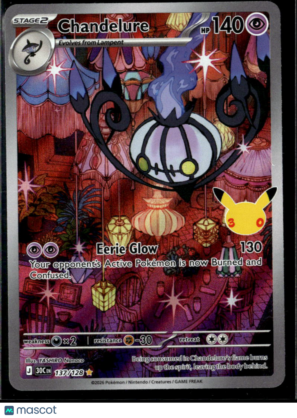 Chandelure 2026 30th Celebration Holo Secret Rare FA #137/128