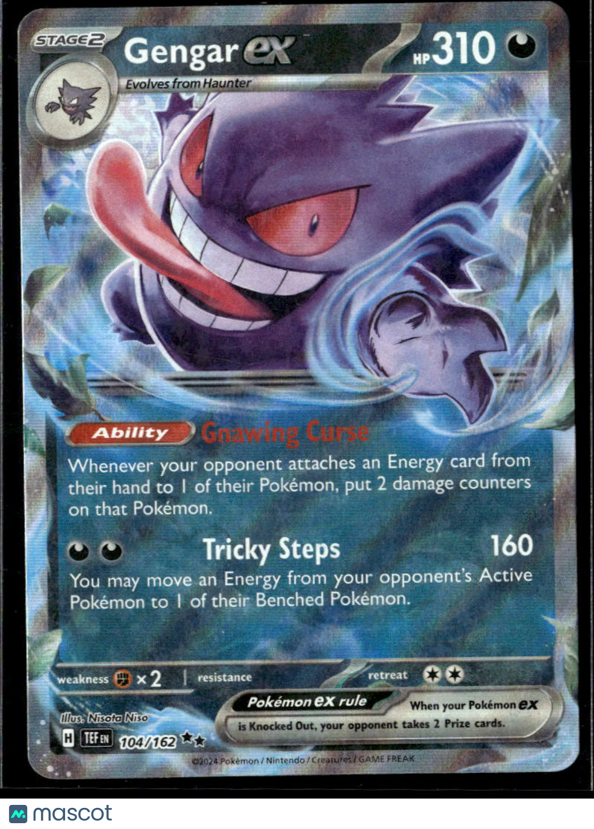 Gengar EX 2024 Temporal Forces Holo Double Rare RR #104/162