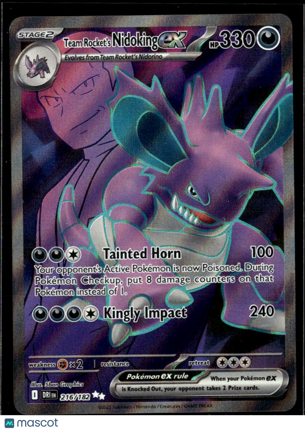 Team Rocket's Nidoking EX 2025 Destined Rivals Holo Secret Rare UR FA #216/182