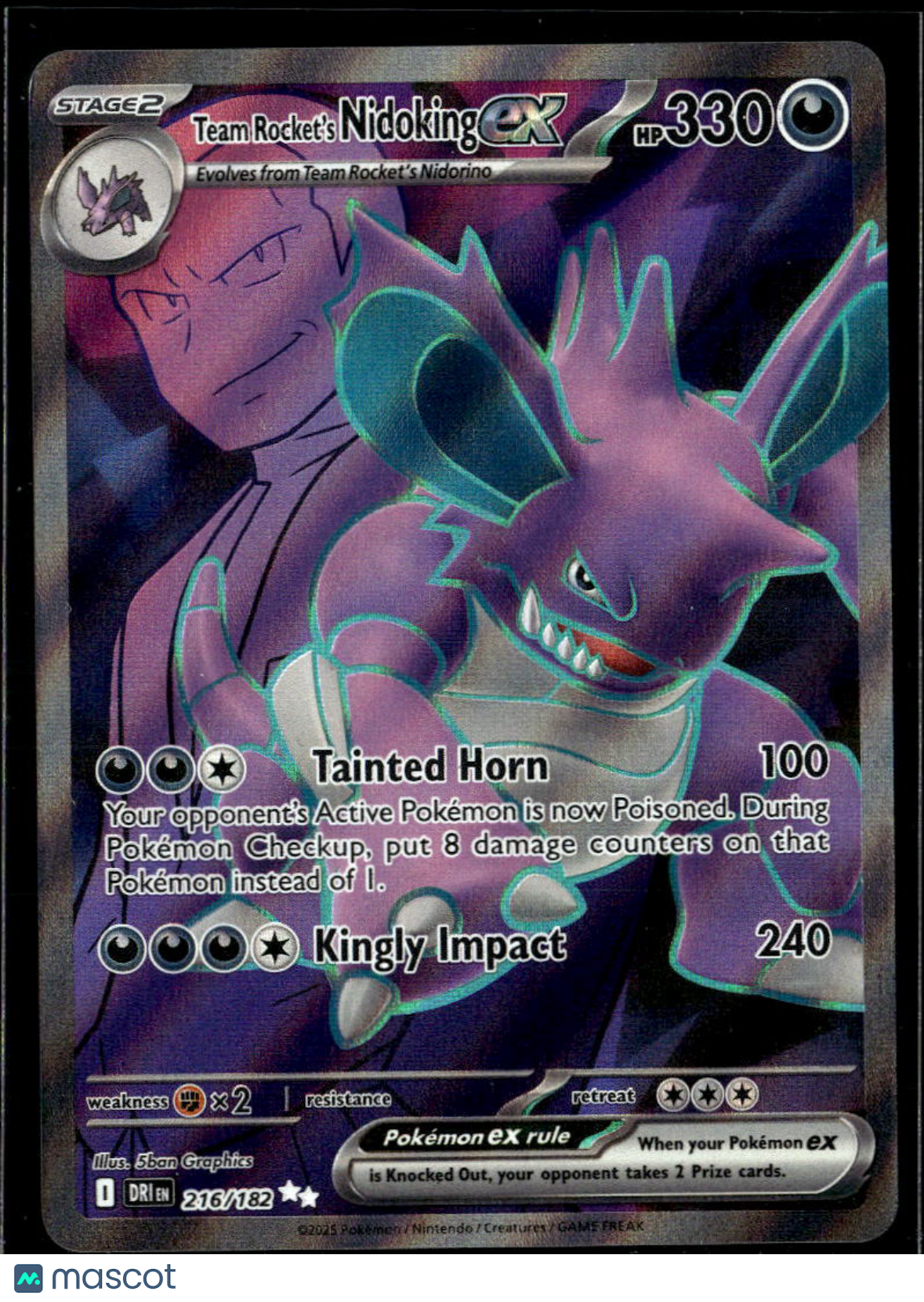 Team Rocket's Nidoking EX 2025 Destined Rivals Holo Secret Rare UR FA #216/182