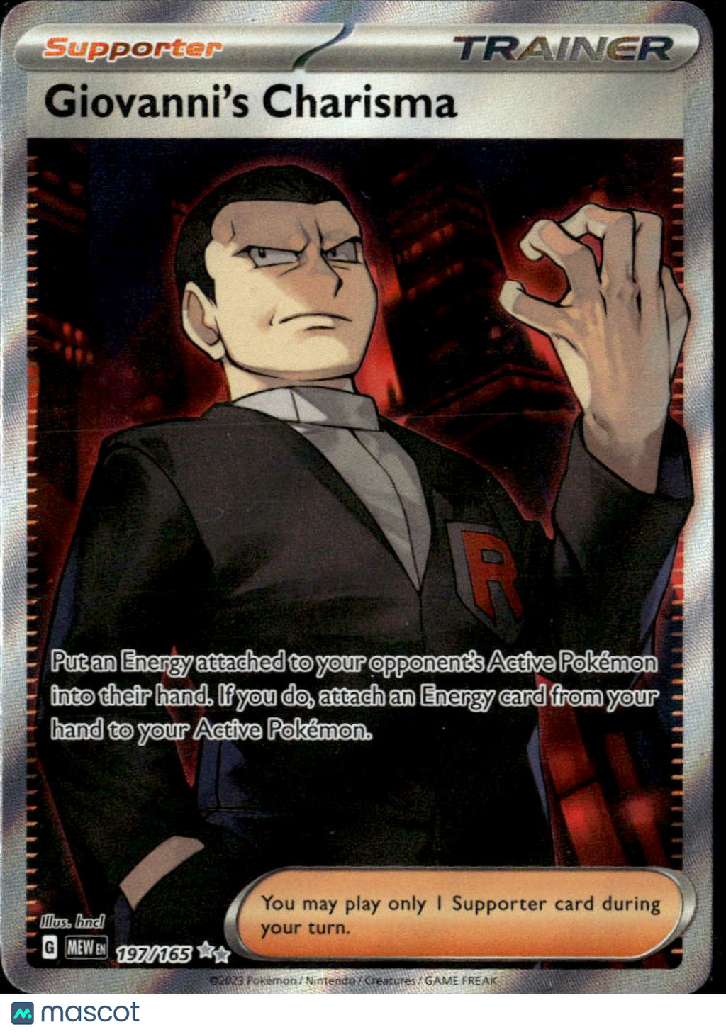 Giovanni's Charisma 2023 Scarlet & Violet 151 Holo Secret Rare UR FA #197/165