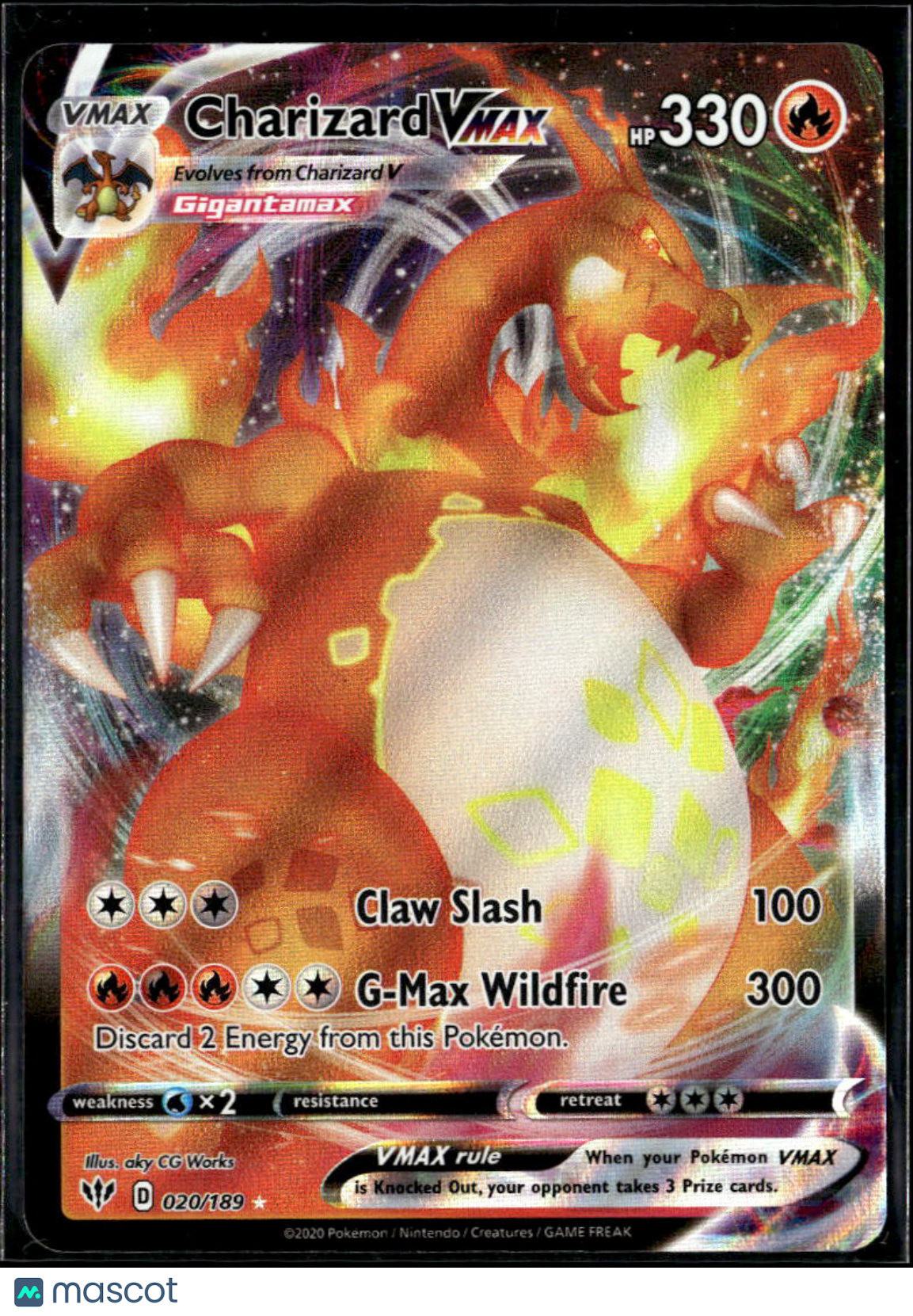 Charizard VMAX 2020 Darkness Ablaze Holo RRR #20/189