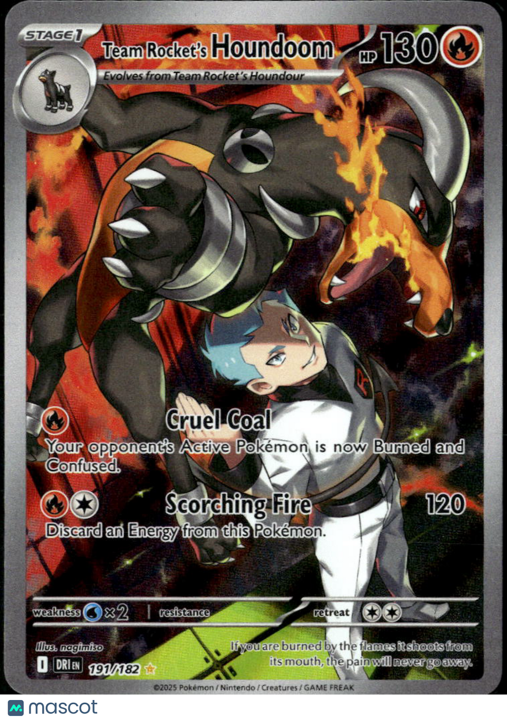 Team Rocket's Houndoom 2025 Destined Rivals Holo Secret Rare FA #191/182