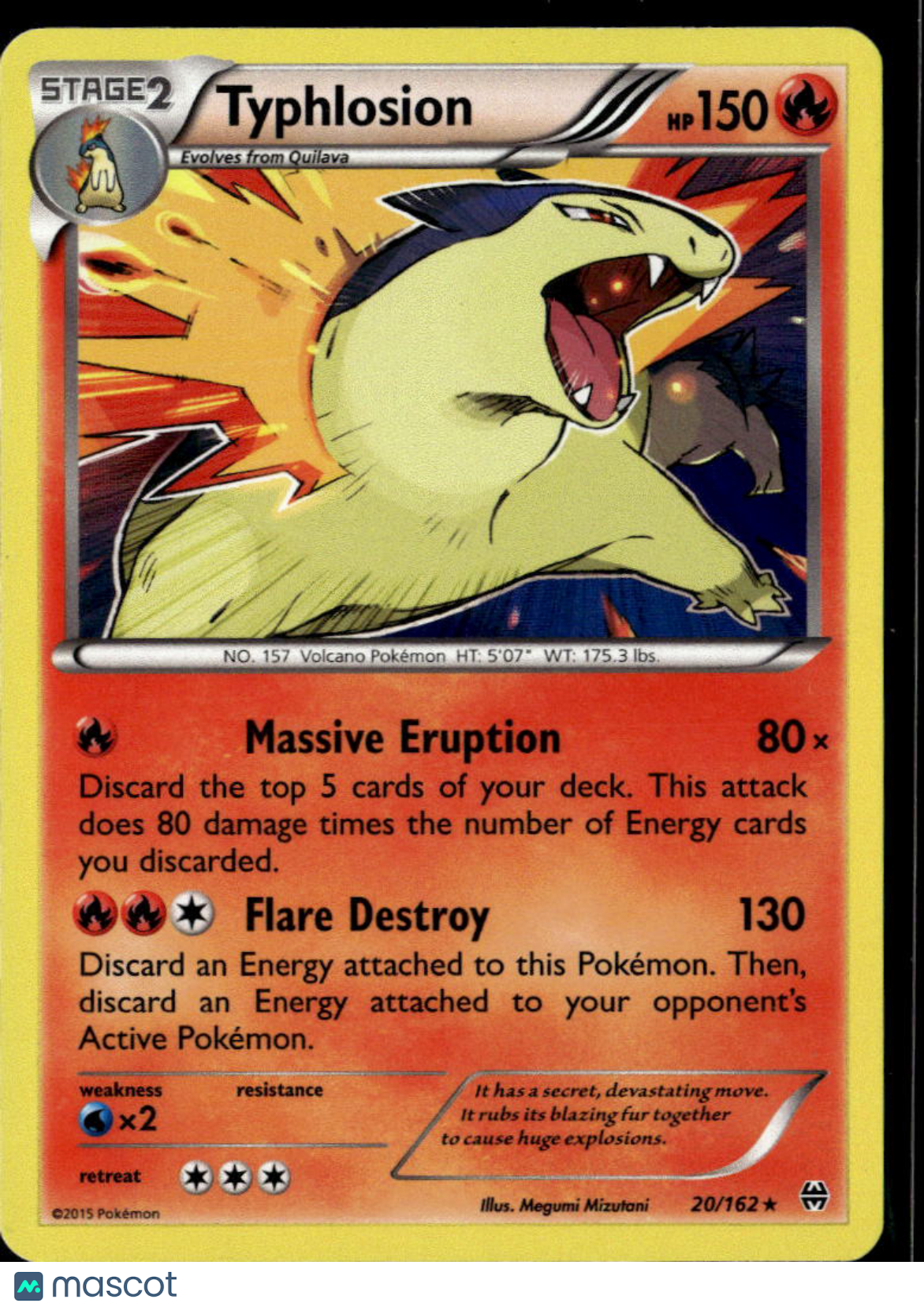 Typhlosion 2015 BREAKthrough Rare Cosmo holo #20/162