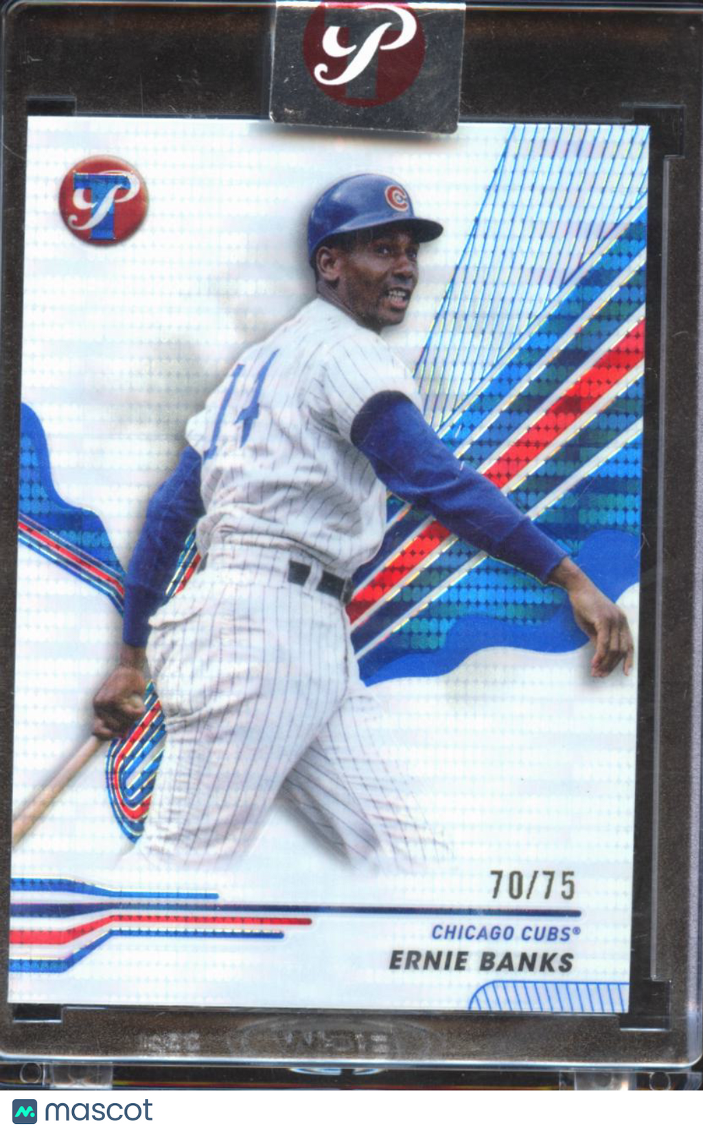 Ernie Banks 2024 Topps Pristine Blue Refractor 70/75 Chicago Cubs