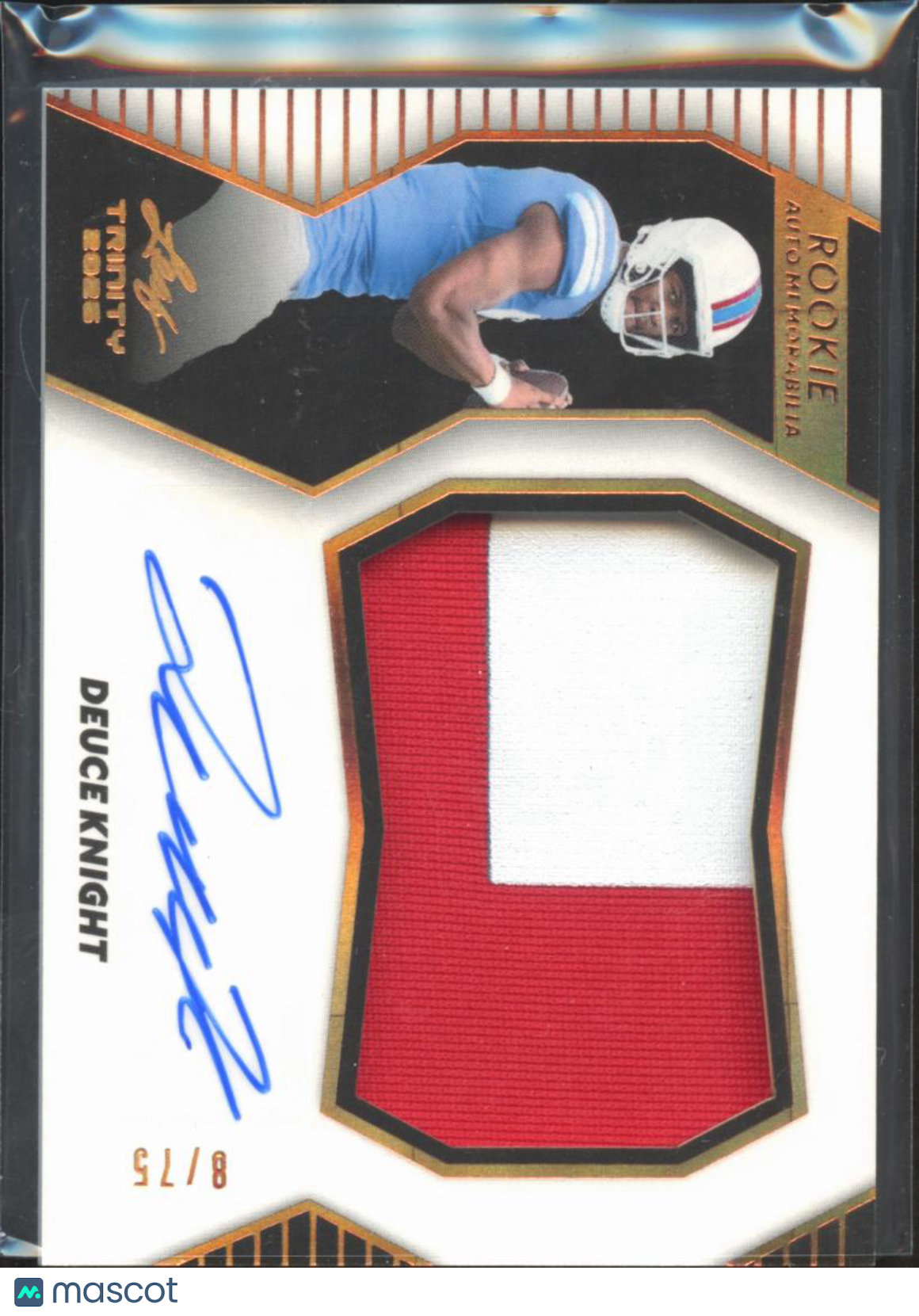 Deuce Knight 2026 Leaf Trinity Auto Autograph Patch RC Ole Miss 8/75