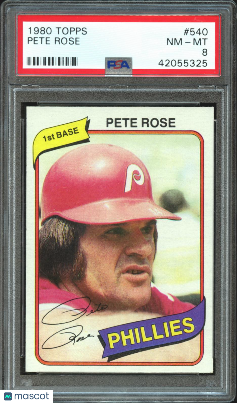 Pete Rose 1980 Topps Card Cincinnati Reds #540 PSA 8