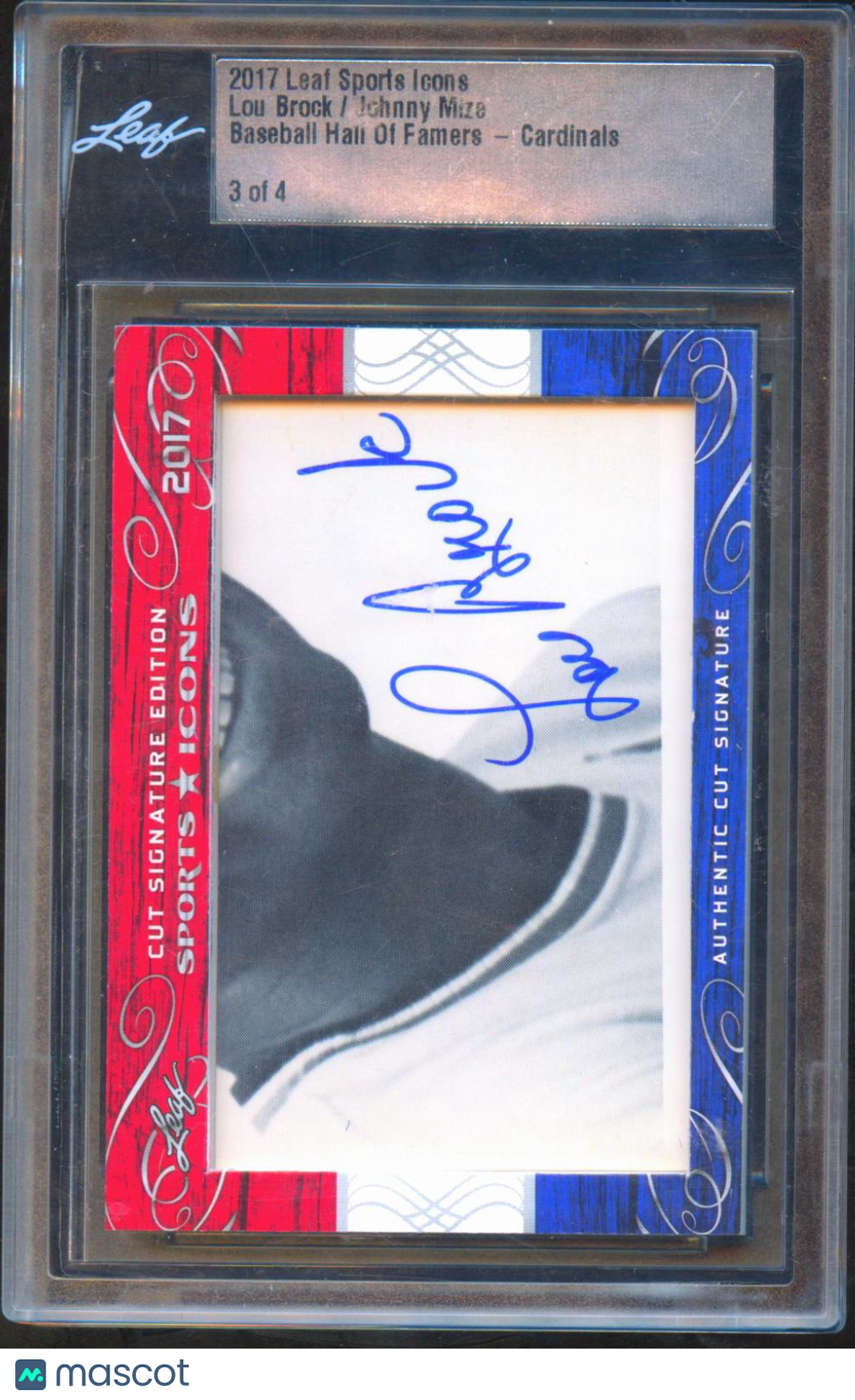 Johnny Mize Lou Brock 2017 Leaf Sports Cut Signature Auto Autograph Cardinals