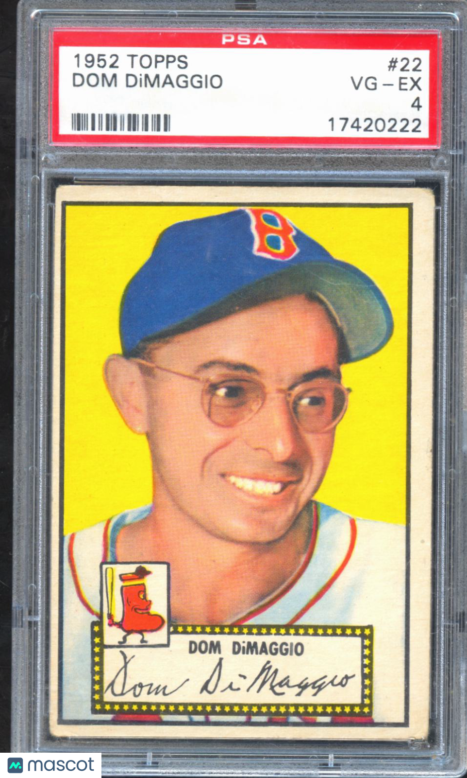 Dom Dimaggio 1952 Topps Card Boston Red Sox #22 PSA 4
