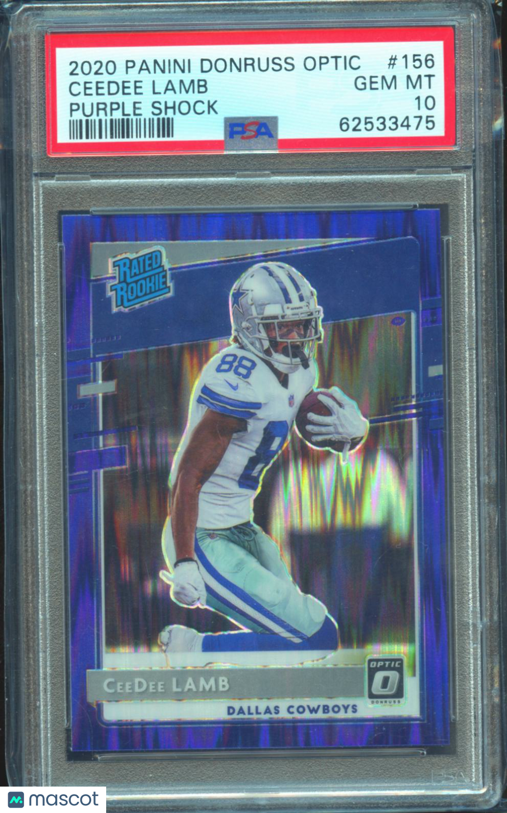 Ceedee Lamb 2020 Optic Rated Rookie Purple Shock RC Dallas Cowboys PSA 10