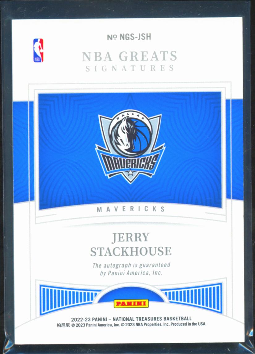 Jerry Stackhouse 2022-23 National Treasures Auto Autograph 2/10 Dallas Mavericks